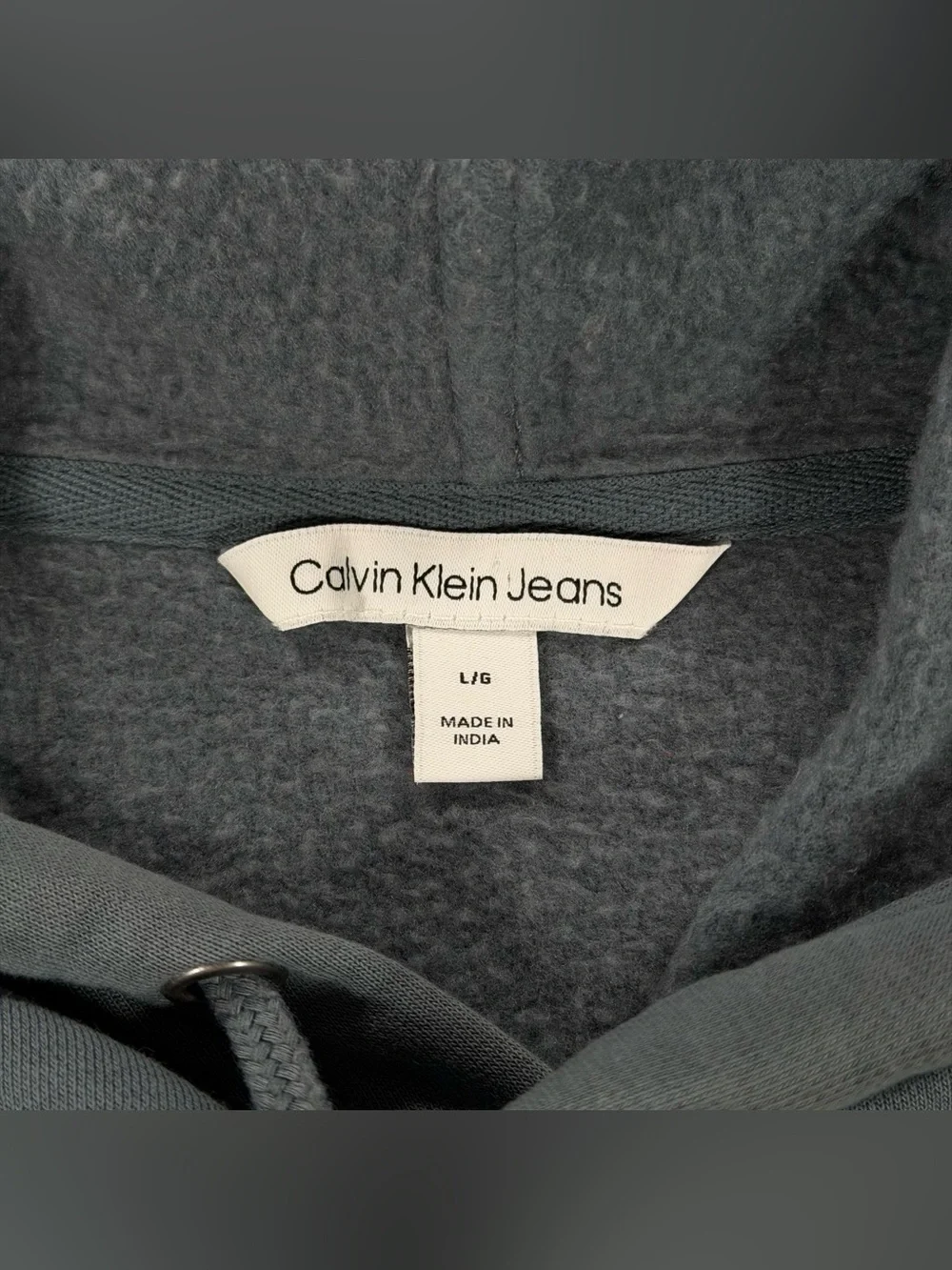 Calvin Klein Jeans Hoodie Mens M Blue Monogram Logo Fleece Pullover Sweatshirt - Picture 3 of 9